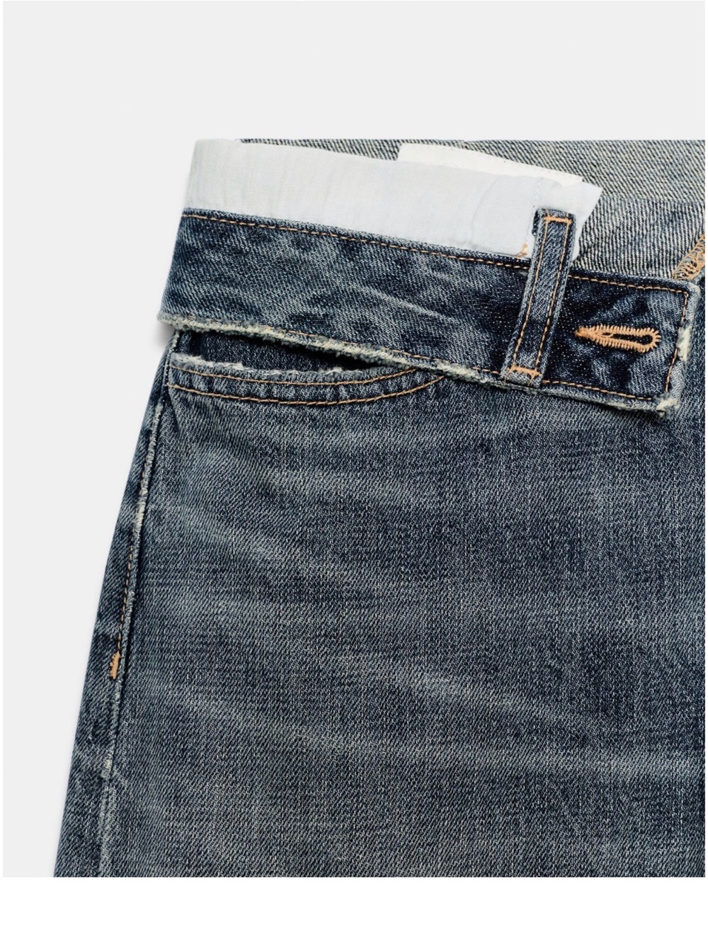 Zara Women's Boyfriend Wide-Leg Washed Blue Jeans - Picture 3 of 6